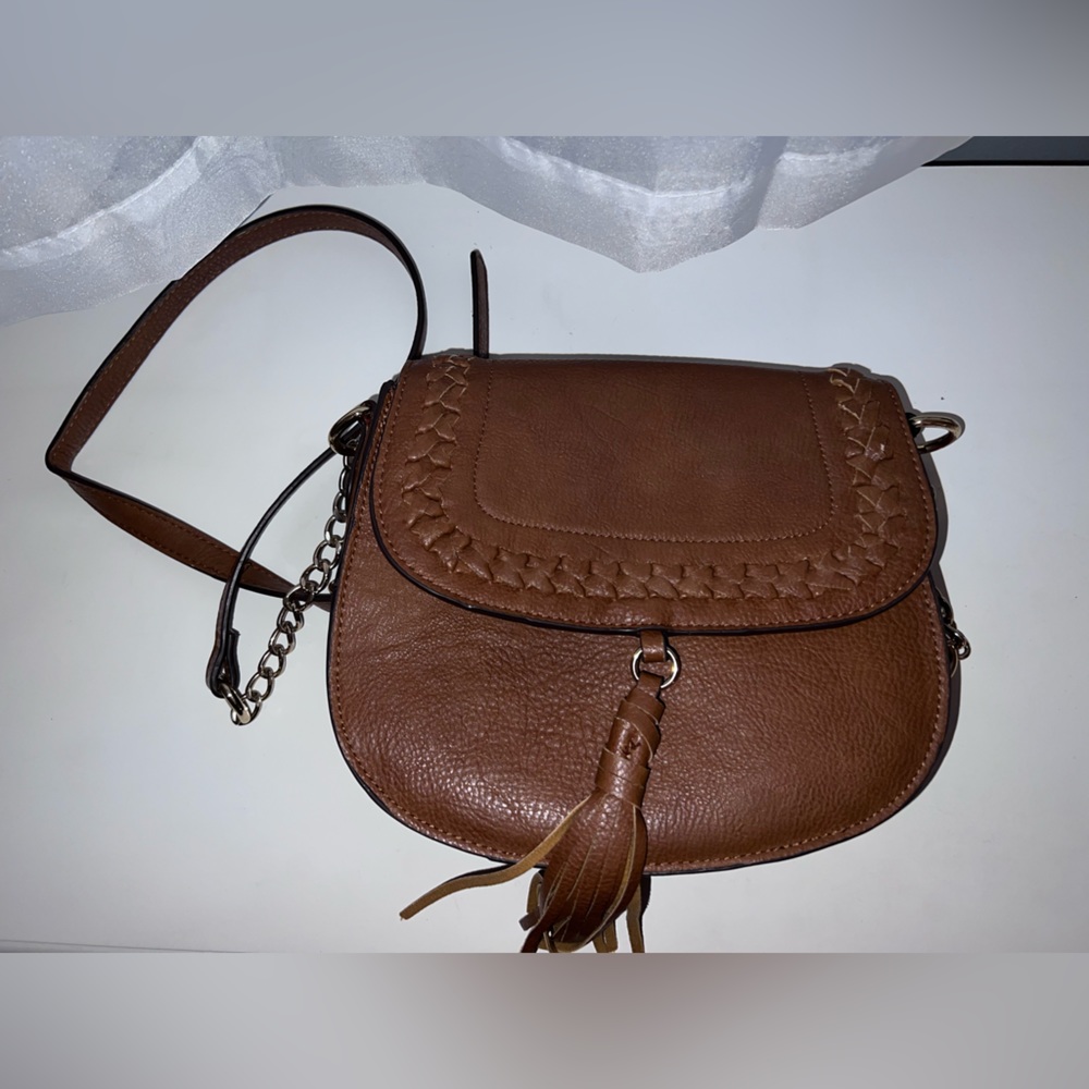Brown Faux Leather Crossbody